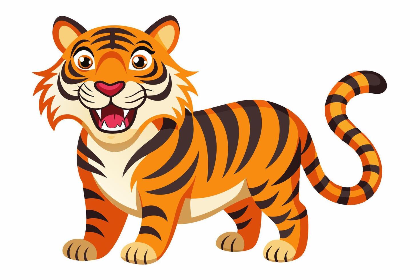 Funny Tiger on White Background Illustration, Cartoons, Clipart, and Line Art Design, Funny tiger illustration in , cartoons, clipart, and line art on a white background. vector