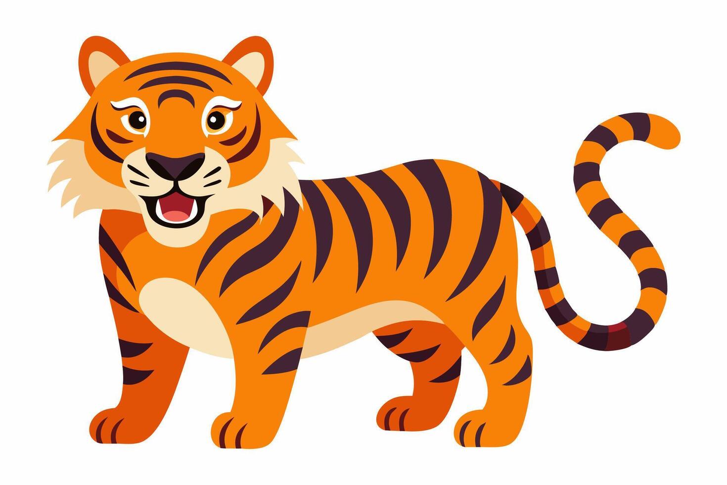 Funny Tiger on White Background Illustration, Cartoons, Clipart, and Line Art Design, Funny tiger illustration in , cartoons, clipart, and line art on a white background. vector