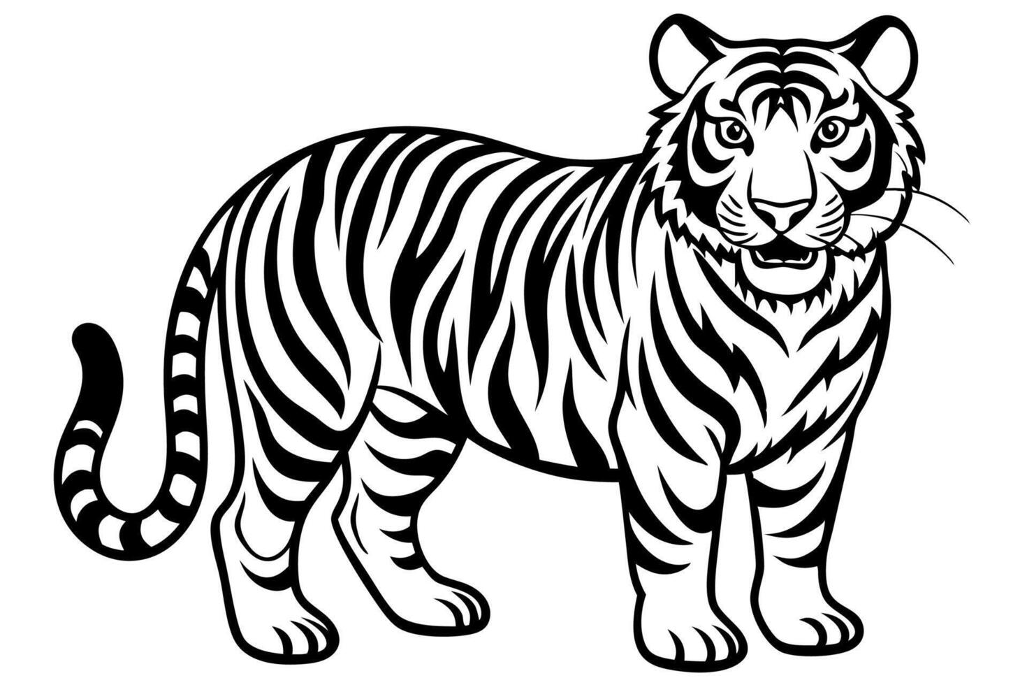 Funny Tiger on White Background Illustration, Cartoons, Clipart, and Line Art Design, Funny tiger illustration in , cartoons, clipart, and line art on a white background. vector