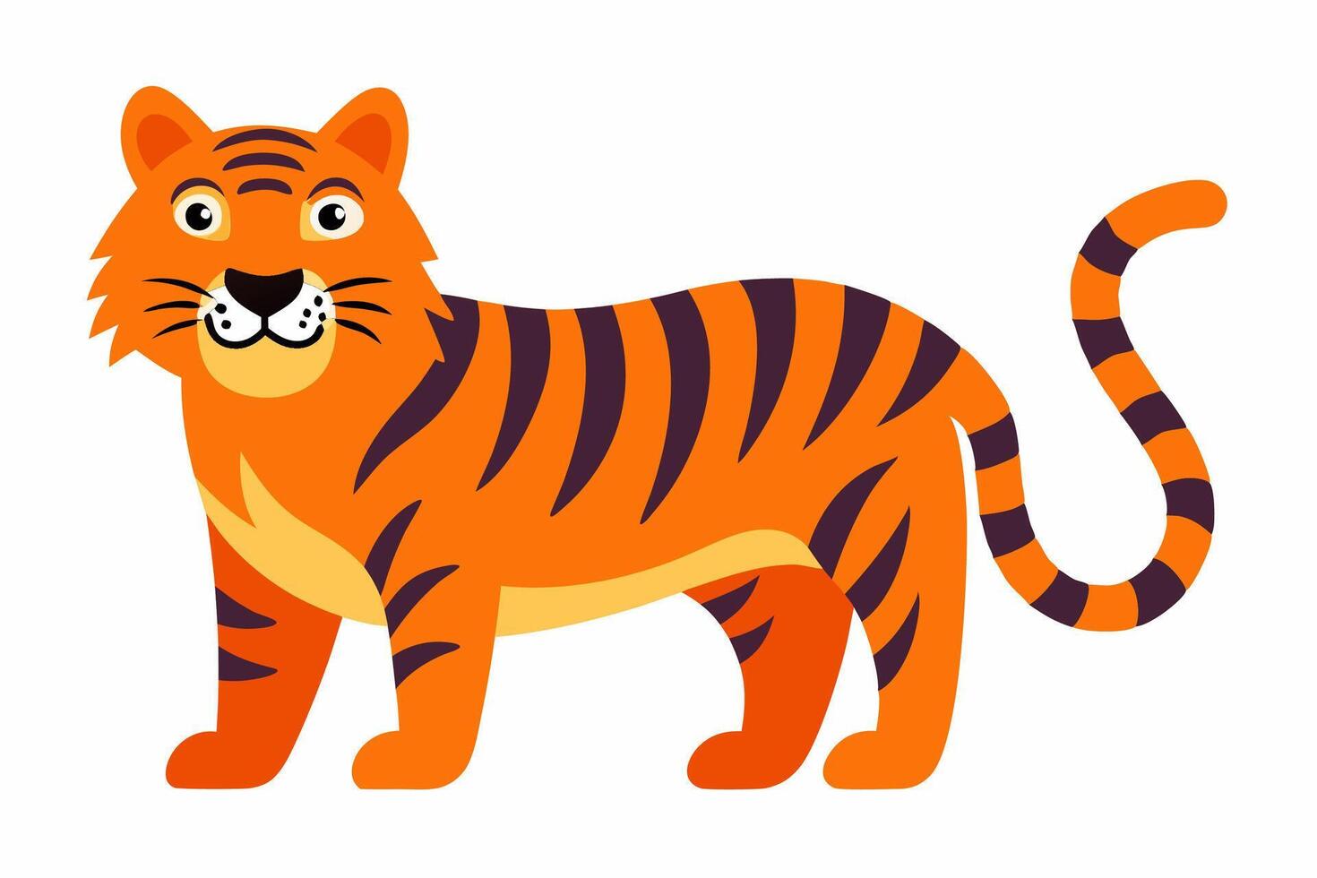 Funny Tiger on White Background Illustration, Cartoons, Clipart, and Line Art Design, Funny tiger illustration in , cartoons, clipart, and line art on a white background. vector
