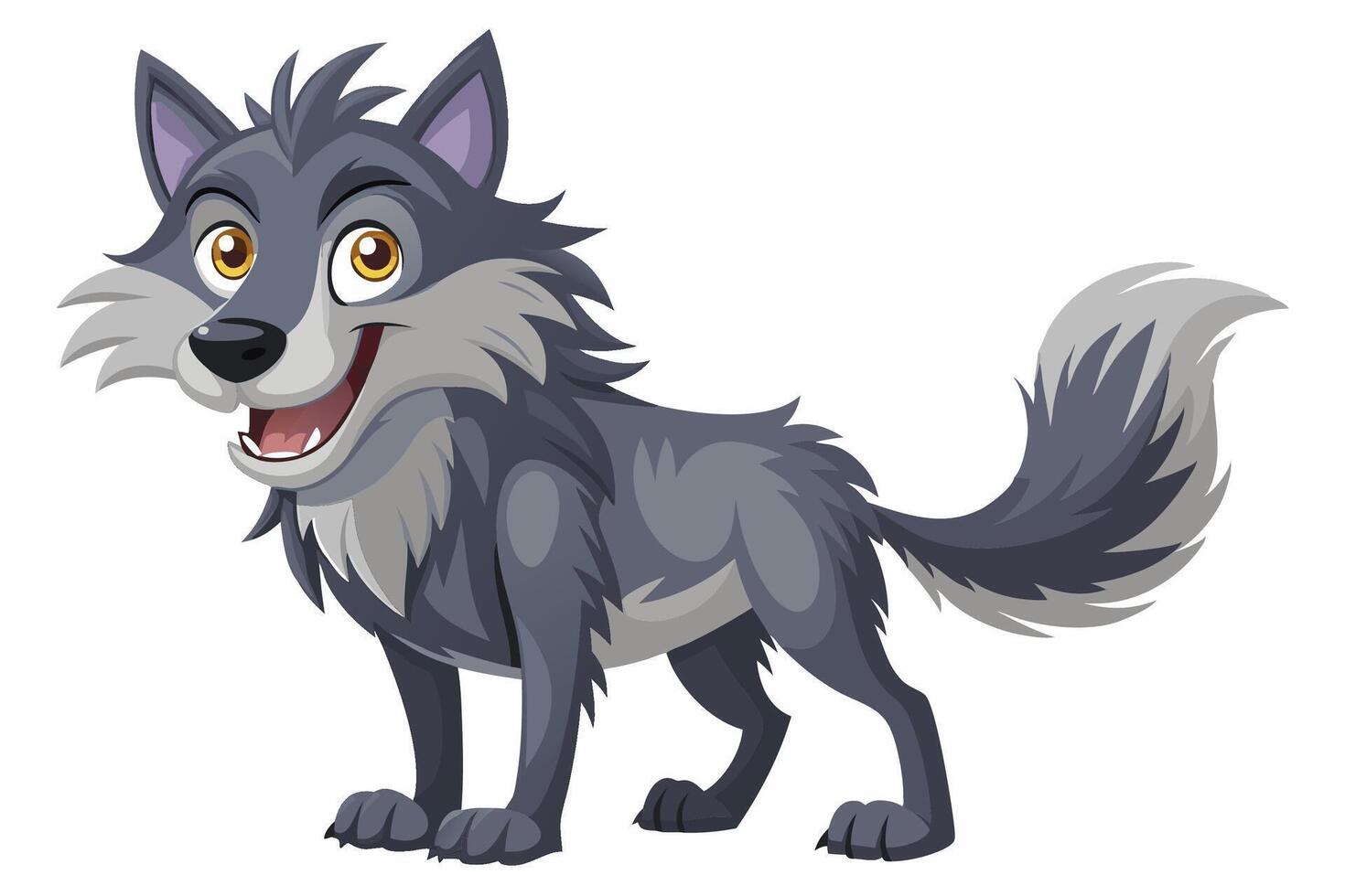 Funny Wolf Illustration with White Background Cartoons, Clipart, Line Art, Funny wolf illustration with white background, perfect for cartoons, clipart, and line art designs. vector