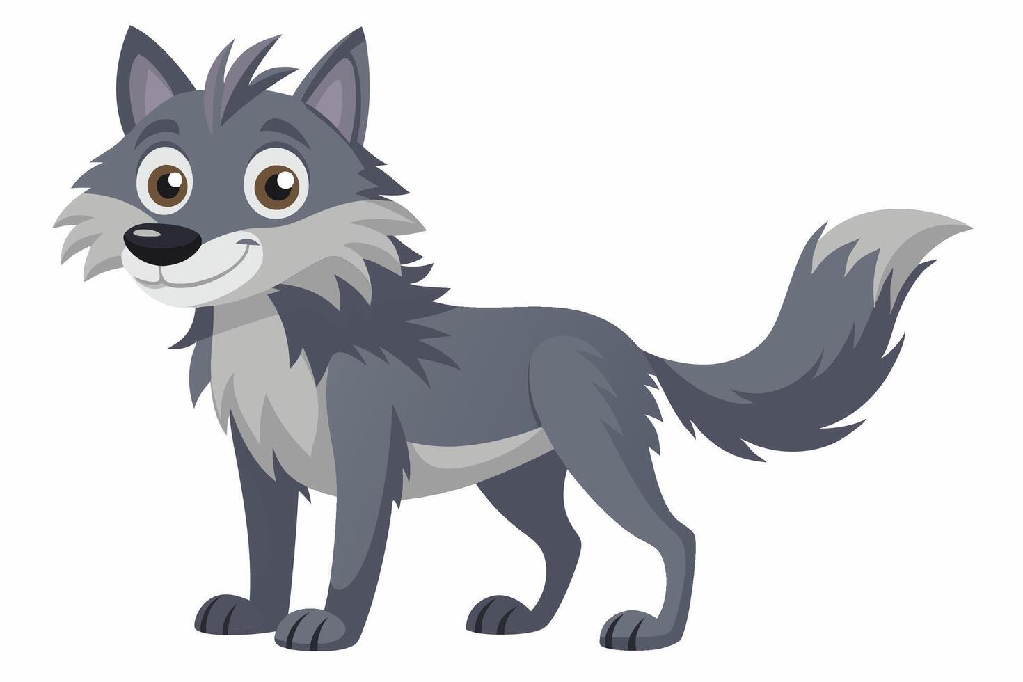Funny Wolf Illustration with White Background Cartoons, Clipart, Line Art, Funny wolf illustration with white background, perfect for cartoons, clipart, and line art designs. vector