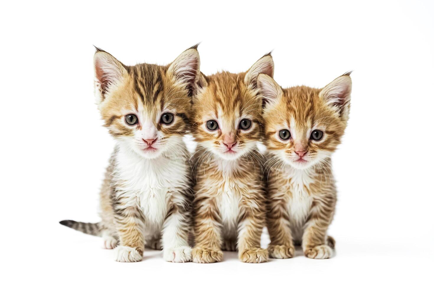 Three Adorable Kittens Sitting Together photo