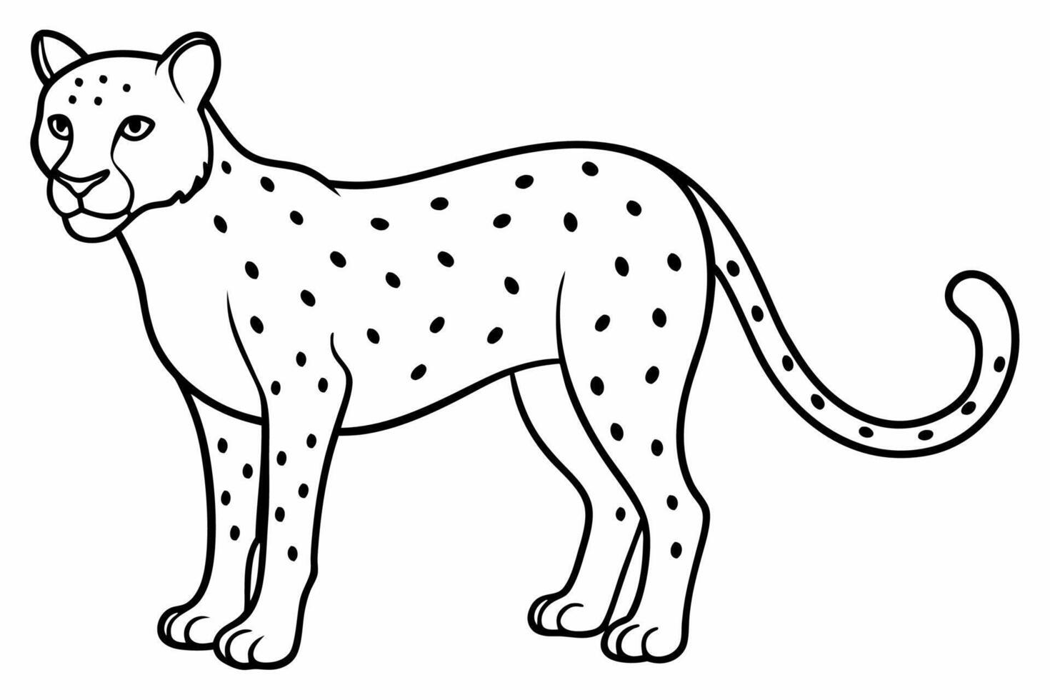 Funny Cheetah Illustration, Cartoon Clipart, and Line Art Design on White Background, Funny cheetah illustration, cartoon clipart, and line art design on white background. vector