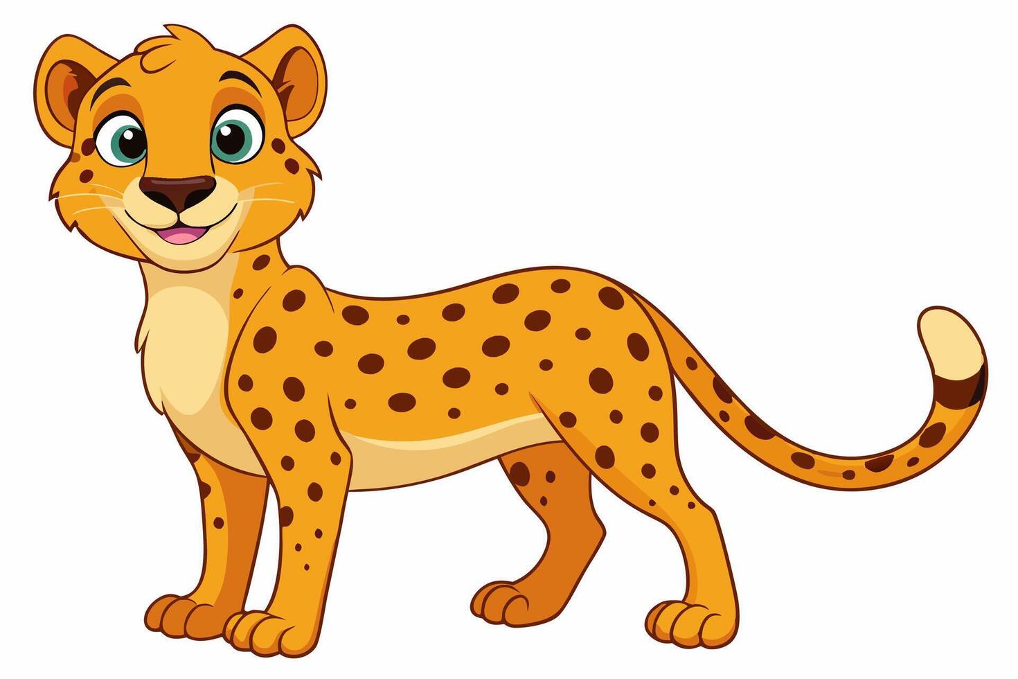 Funny Cheetah Illustration, Cartoon Clipart, and Line Art Design on White Background, Funny cheetah illustration, cartoon clipart, and line art design on white background. vector