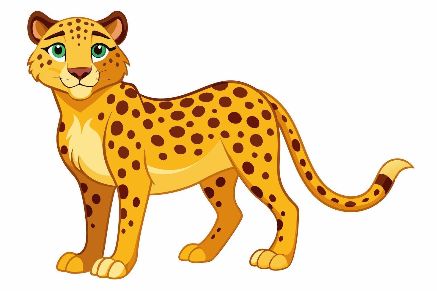 Funny Cheetah Illustration, Cartoon Clipart, and Line Art Design on White Background, Funny cheetah illustration, cartoon clipart, and line art design on white background. vector