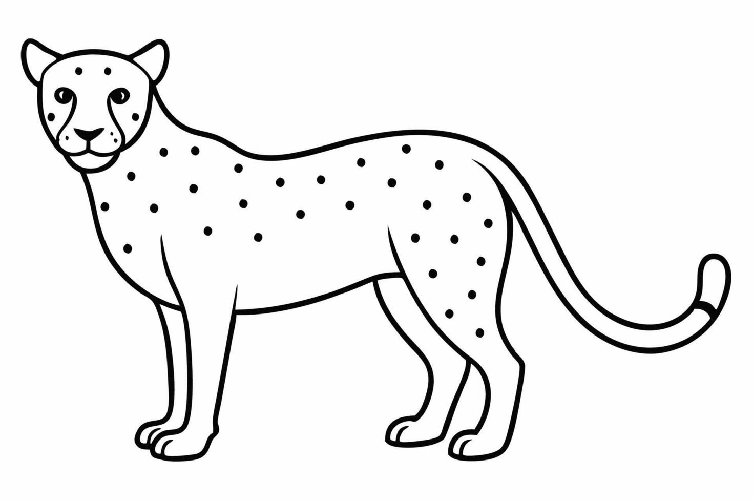 Funny Cheetah Illustration, Cartoon Clipart, and Line Art Design on White Background, Funny cheetah illustration, cartoon clipart, and line art design on white background. vector