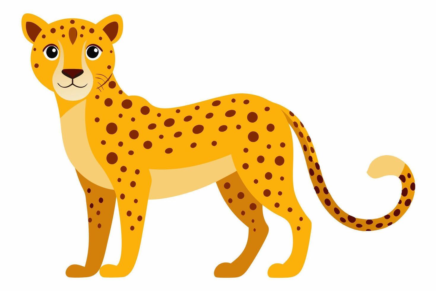 Funny Cheetah Illustration, Cartoon Clipart, and Line Art Design on White Background, Funny cheetah illustration, cartoon clipart, and line art design on white background. vector