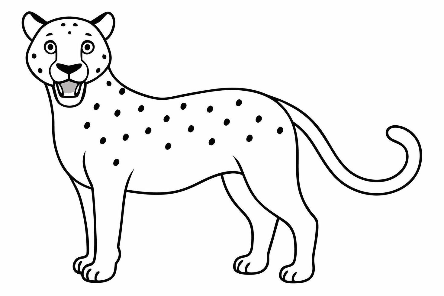 Funny Cheetah Illustration, Cartoon Clipart, and Line Art Design on White Background, Funny cheetah illustration, cartoon clipart, and line art design on white background. vector