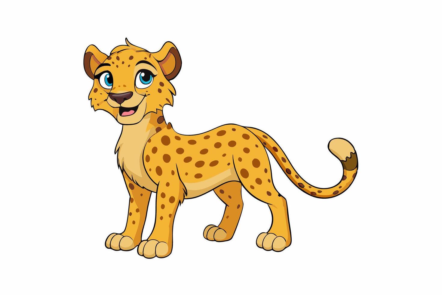 Funny Cheetah Illustration, Cartoon Clipart, and Line Art Design on White Background, Funny cheetah illustration, cartoon clipart, and line art design on white background. vector