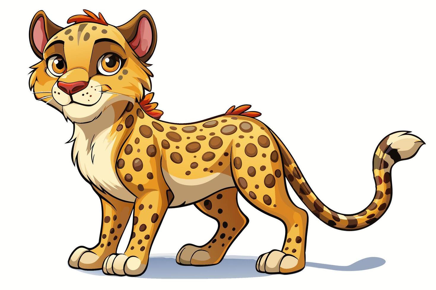 Funny Cheetah Illustration, Cartoon Clipart, and Line Art Design on White Background, Funny cheetah illustration, cartoon clipart, and line art design on white background. vector