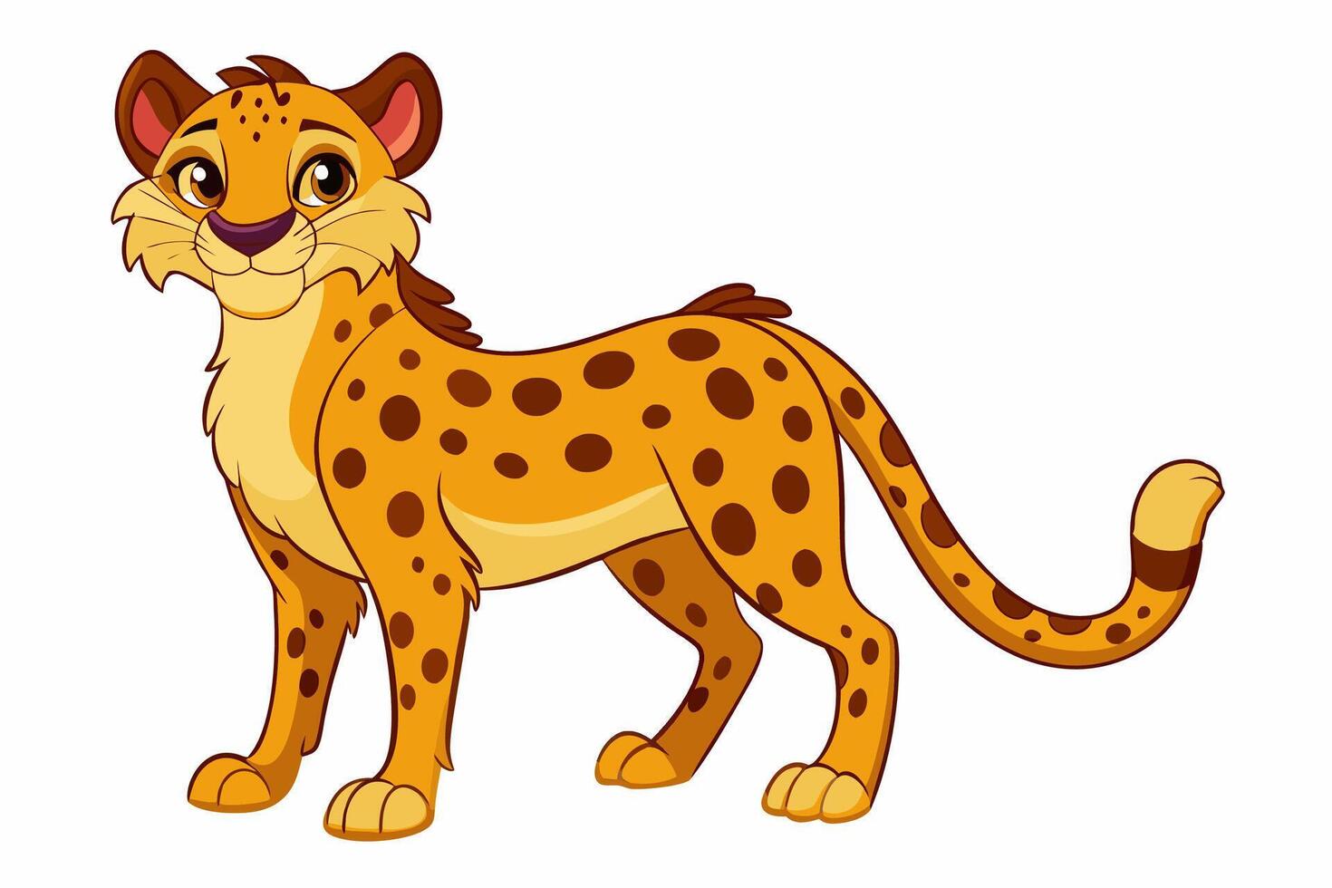 Funny Cheetah Illustration, Cartoon Clipart, and Line Art Design on White Background, Funny cheetah illustration, cartoon clipart, and line art design on white background. vector