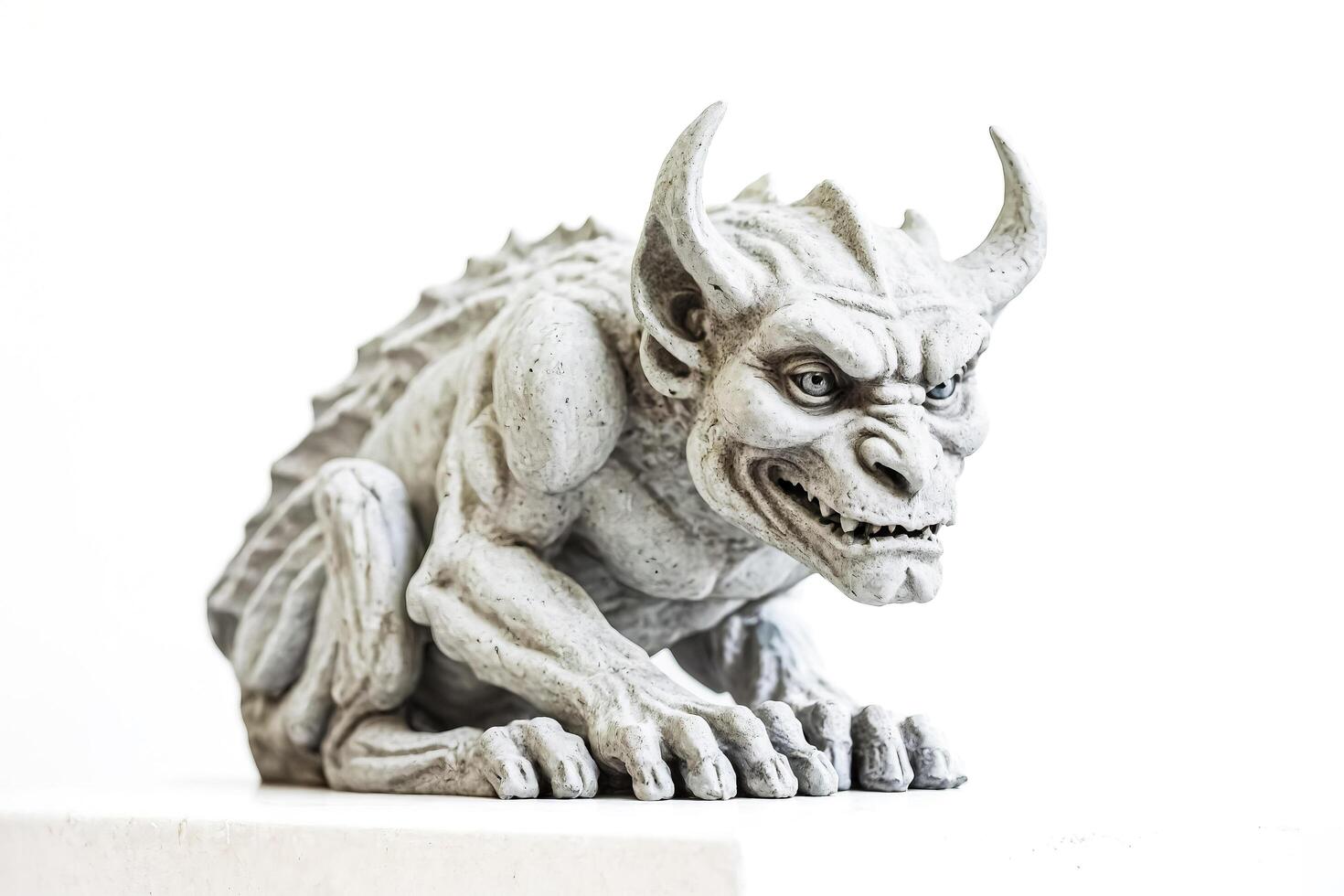Stone Gargoyle with Horns and Claws photo