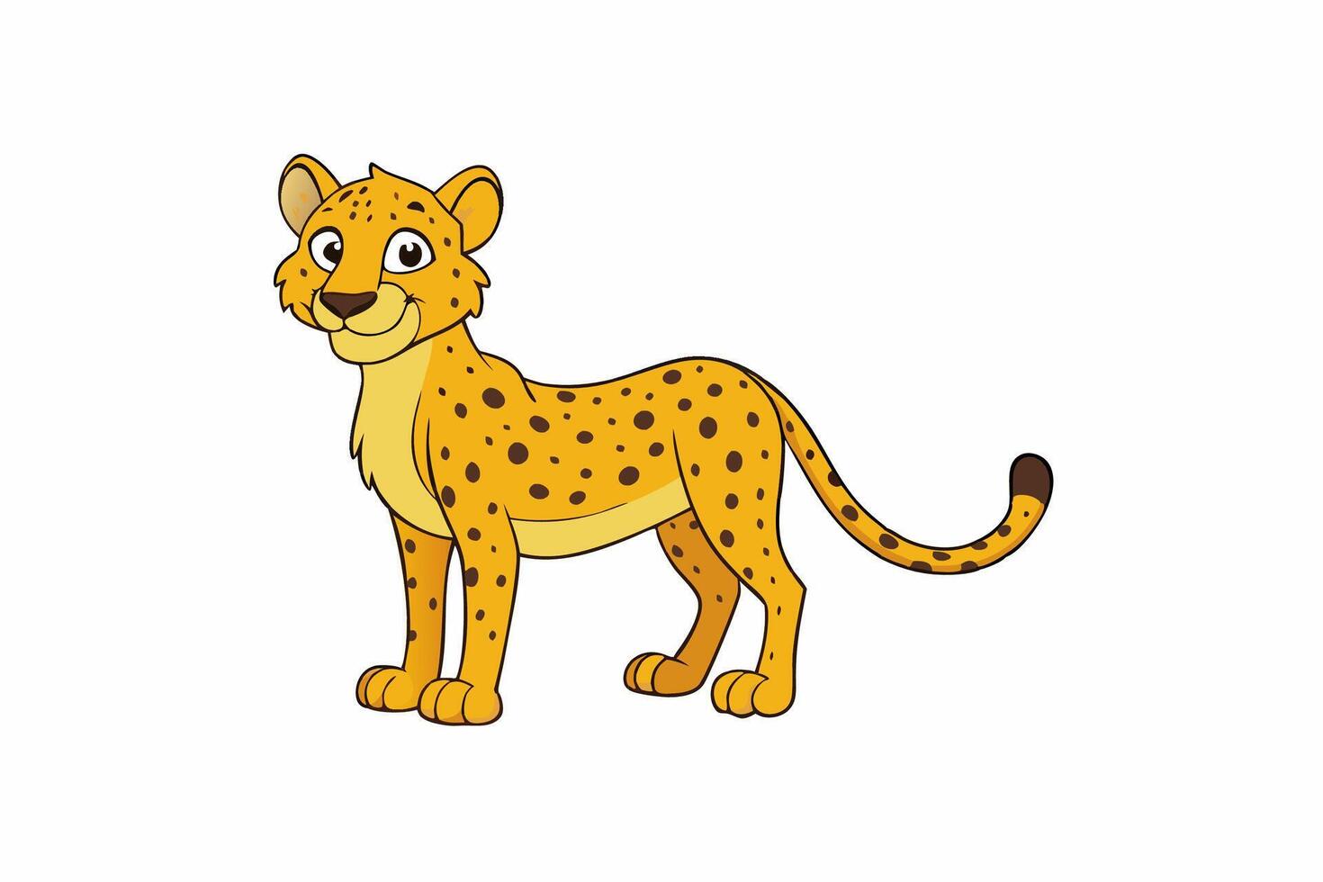Funny Cheetah Illustration, Cartoon Clipart, and Line Art Design on White Background, Funny cheetah illustration, cartoon clipart, and line art design on white background. vector