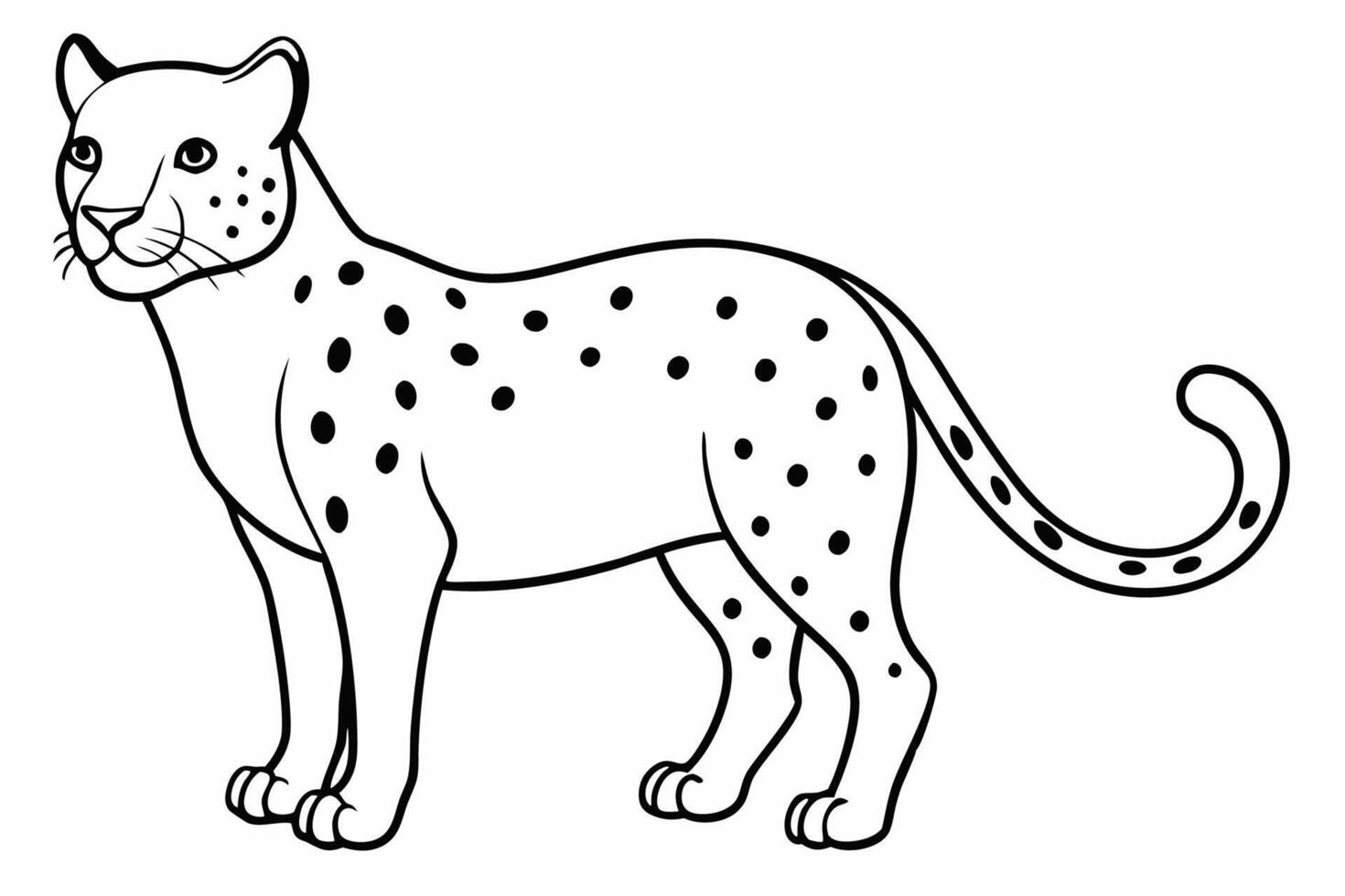 Funny Cheetah Illustration, Cartoon Clipart, and Line Art Design on White Background, Funny cheetah illustration, cartoon clipart, and line art design on white background. vector