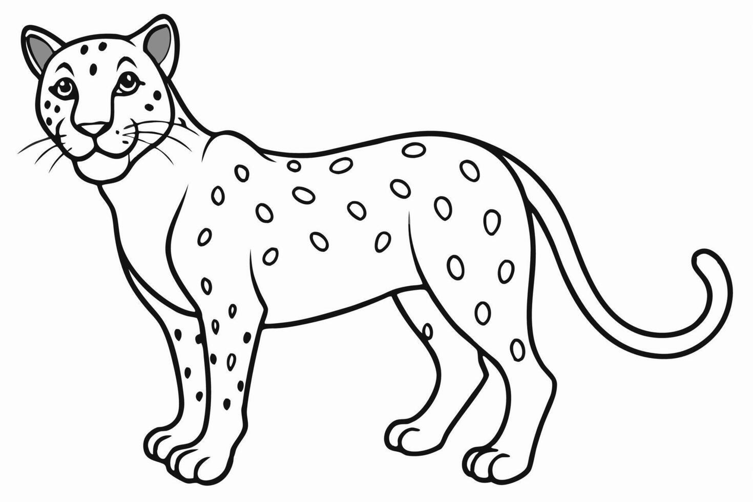 Funny Cheetah Illustration, Cartoon Clipart, and Line Art Design on White Background, Funny cheetah illustration, cartoon clipart, and line art design on white background. vector