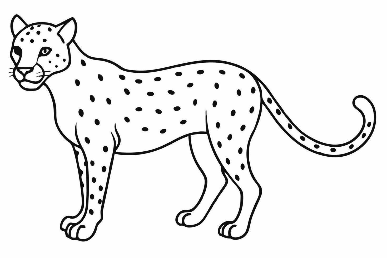Funny Cheetah Illustration, Cartoon Clipart, and Line Art Design on White Background, Funny cheetah illustration, cartoon clipart, and line art design on white background. vector