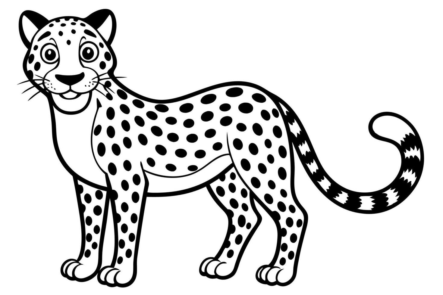 Funny Cheetah Illustration, Cartoon Clipart, and Line Art Design on White Background, Funny cheetah illustration, cartoon clipart, and line art design on white background. vector