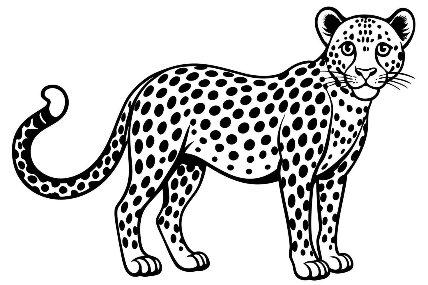 Funny Cheetah Illustration, Cartoon Clipart, and Line Art Design on White Background, Funny cheetah illustration, cartoon clipart, and line art design on white background. vector