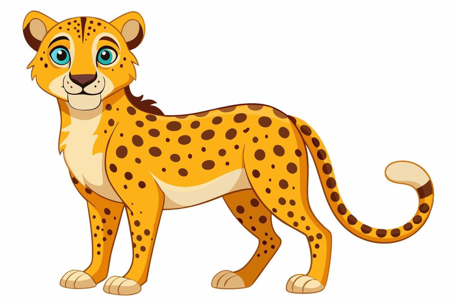 Funny Cheetah Illustration, Cartoon Clipart, and Line Art Design on White Background, Funny cheetah illustration, cartoon clipart, and line art design on white background. vector