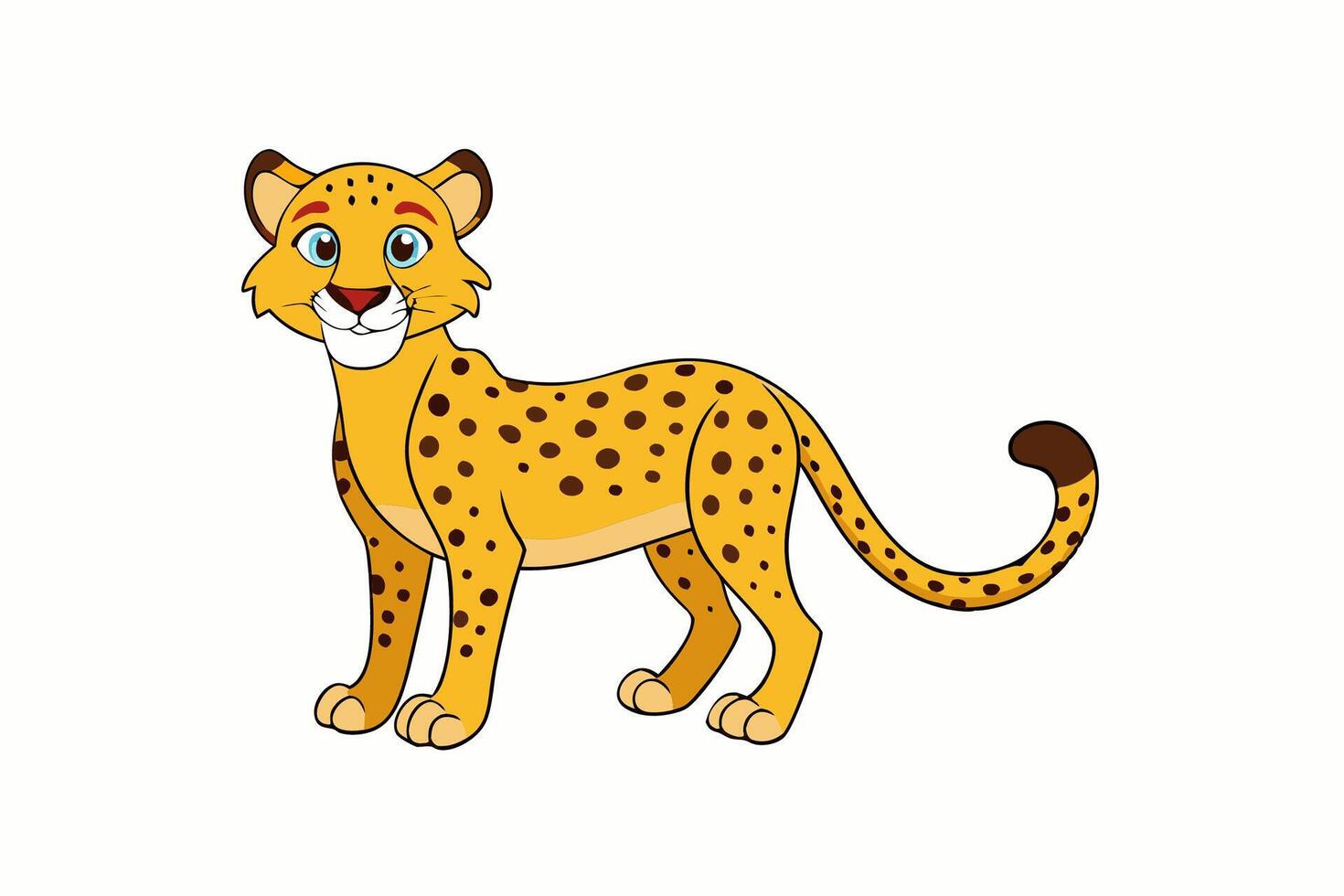Funny Cheetah Illustration, Cartoon Clipart, and Line Art Design on White Background, Funny cheetah illustration, cartoon clipart, and line art design on white background. vector