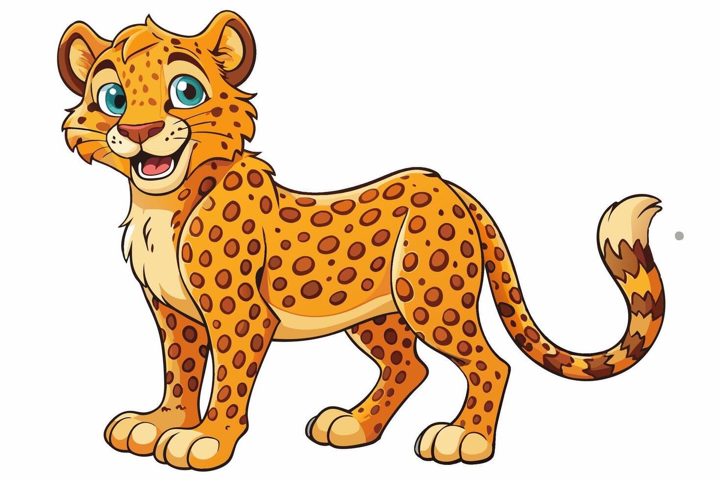 Funny Cheetah Illustration, Cartoon Clipart, and Line Art Design on White Background, Funny cheetah illustration, cartoon clipart, and line art design on white background. vector