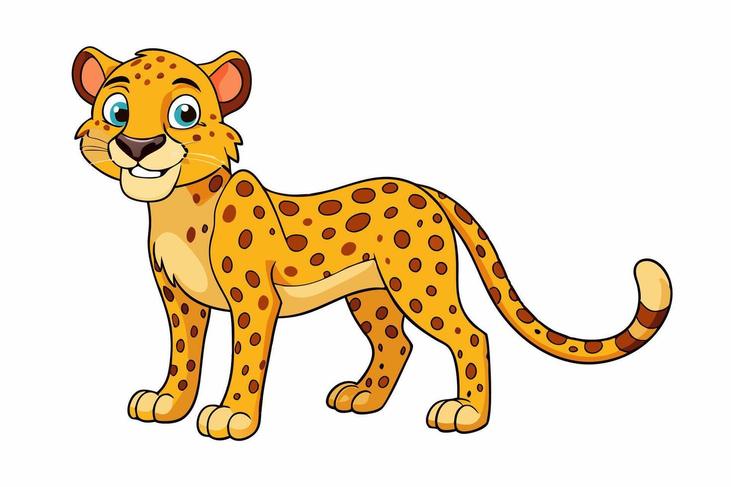 Funny Cheetah Illustration, Cartoon Clipart, and Line Art Design on White Background, Funny cheetah illustration, cartoon clipart, and line art design on white background. vector
