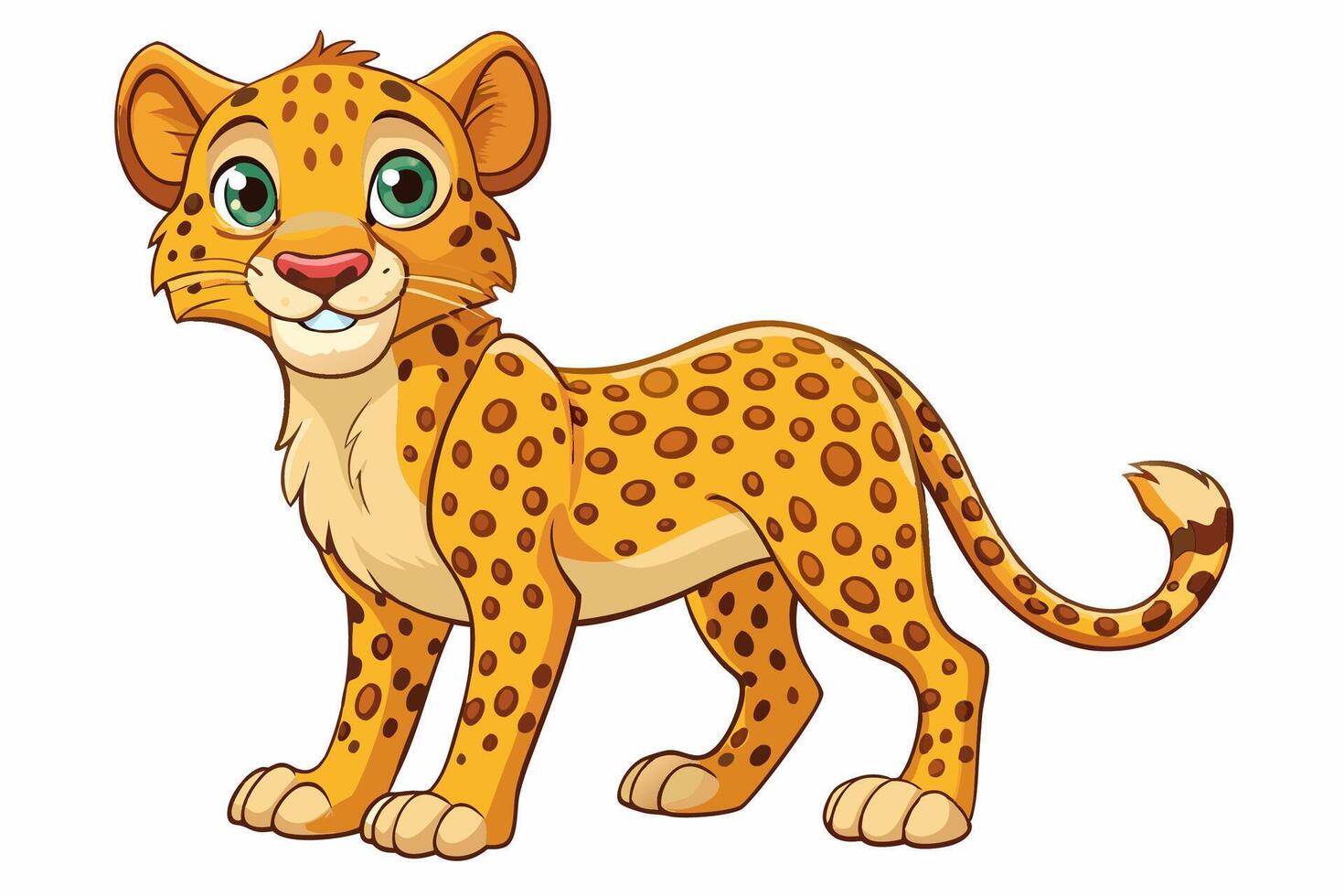 Funny Cheetah Illustration, Cartoon Clipart, and Line Art Design on White Background, Funny cheetah illustration, cartoon clipart, and line art design on white background. vector