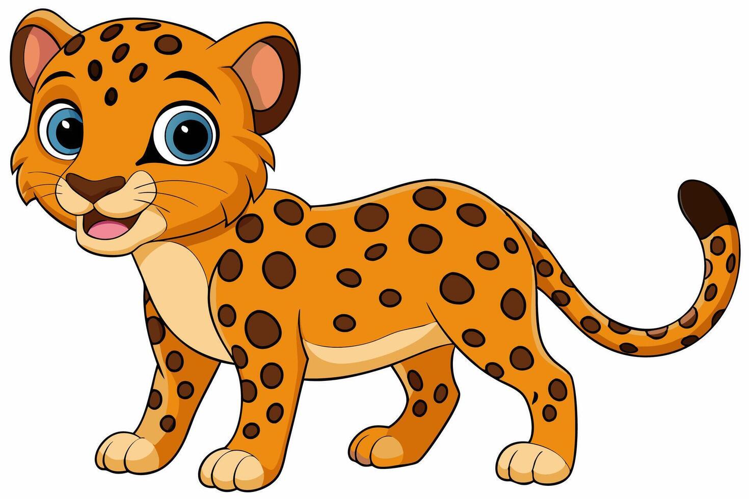 Funny Cheetah Illustration, Cartoon Clipart, and Line Art Design on White Background, Funny cheetah illustration, cartoon clipart, and line art design on white background. vector