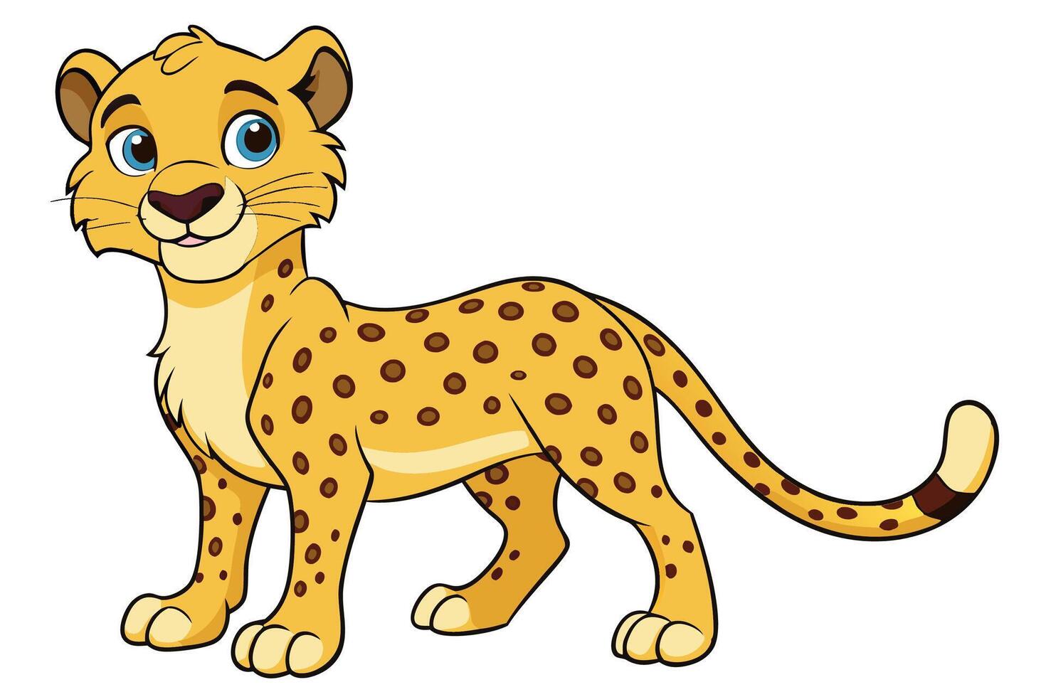 Funny Cheetah Illustration, Cartoon Clipart, and Line Art Design on White Background, Funny cheetah illustration, cartoon clipart, and line art design on white background. vector