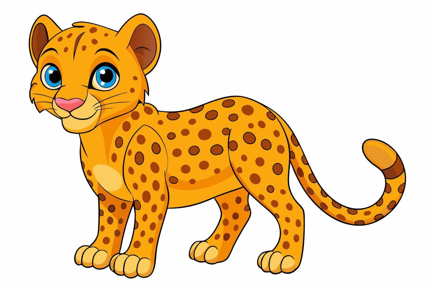 Funny Cheetah Illustration, Cartoon Clipart, and Line Art Design on White Background, Funny cheetah illustration, cartoon clipart, and line art design on white background. vector