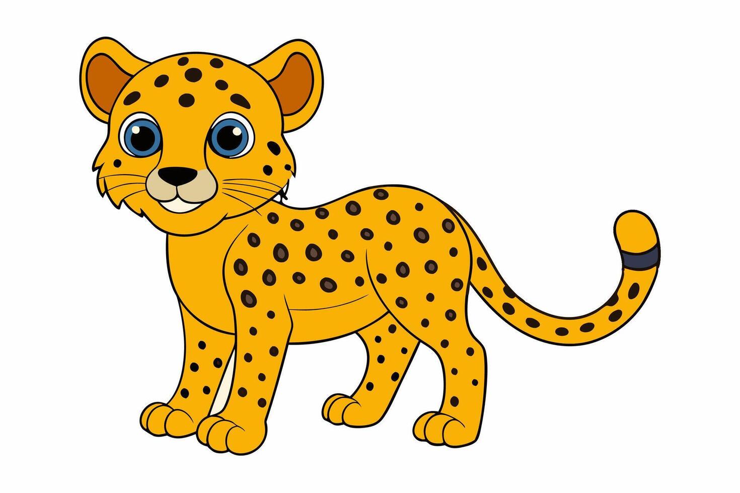 Funny Cheetah Illustration, Cartoon Clipart, and Line Art Design on White Background, Funny cheetah illustration, cartoon clipart, and line art design on white background. vector