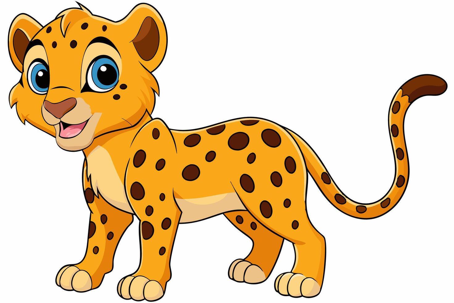 Funny Cheetah Illustration, Cartoon Clipart, and Line Art Design on White Background, Funny cheetah illustration, cartoon clipart, and line art design on white background. vector