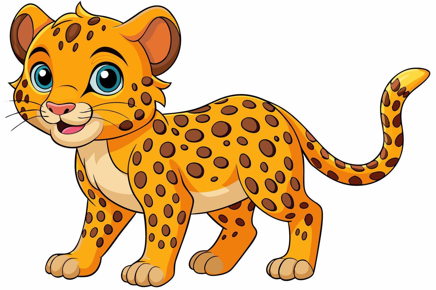 Funny Cheetah Illustration, Cartoon Clipart, and Line Art Design on White Background, Funny cheetah illustration, cartoon clipart, and line art design on white background. vector