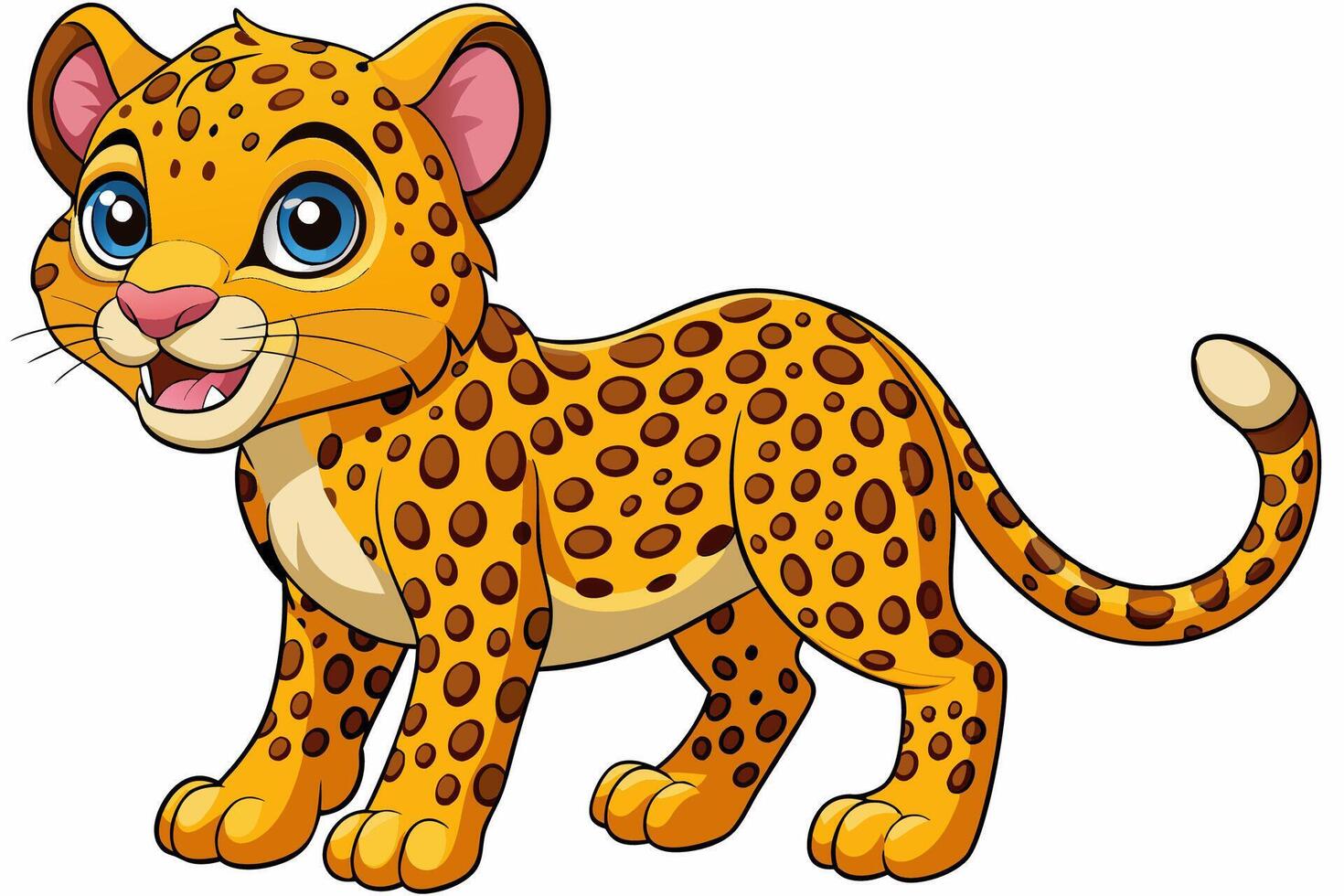 Funny Cheetah Illustration, Cartoon Clipart, and Line Art Design on White Background, Funny cheetah illustration, cartoon clipart, and line art design on white background. vector