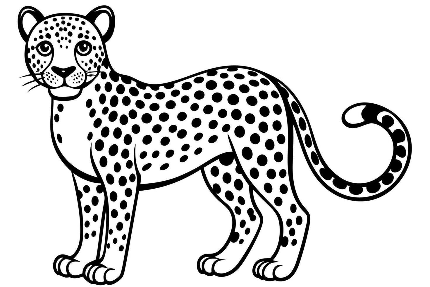 Funny Cheetah Illustration, Cartoon Clipart, and Line Art Design on White Background, Funny cheetah illustration, cartoon clipart, and line art design on white background. vector