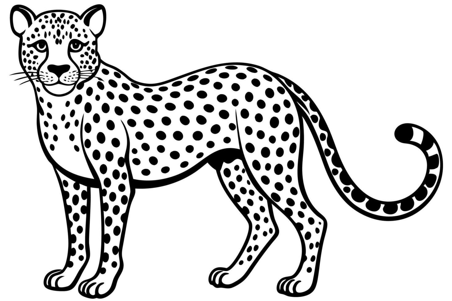 Funny Cheetah Illustration, Cartoon Clipart, and Line Art Design on White Background, Funny cheetah illustration, cartoon clipart, and line art design on white background. vector