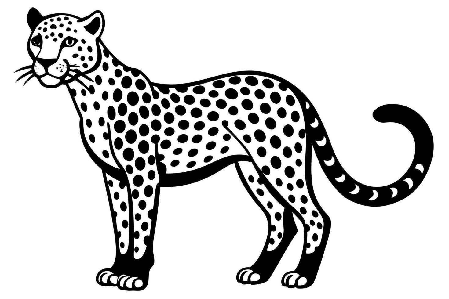 Funny Cheetah Illustration, Cartoon Clipart, and Line Art Design on White Background, Funny cheetah illustration, cartoon clipart, and line art design on white background. vector