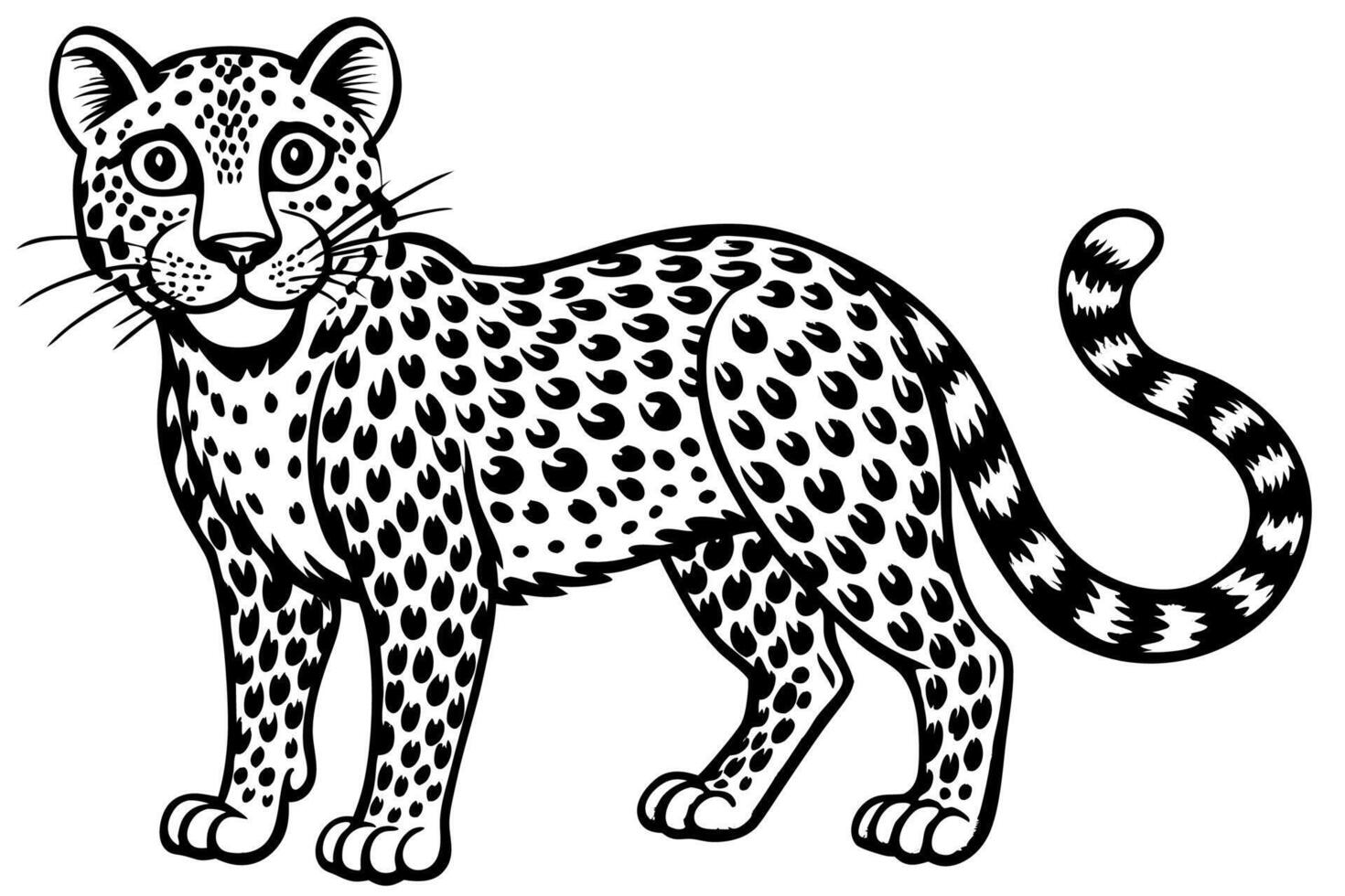 Funny Cheetah Illustration, Cartoon Clipart, and Line Art Design on White Background, Funny cheetah illustration, cartoon clipart, and line art design on white background. vector