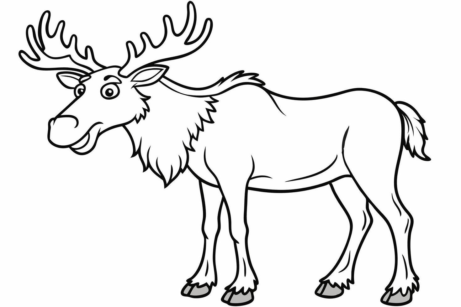 Funny Moose Illustration, Cartoon, Clipart, and Line Art Design on White Background, Funny moose illustration, cartoon, clipart, and line art design on a white background vector
