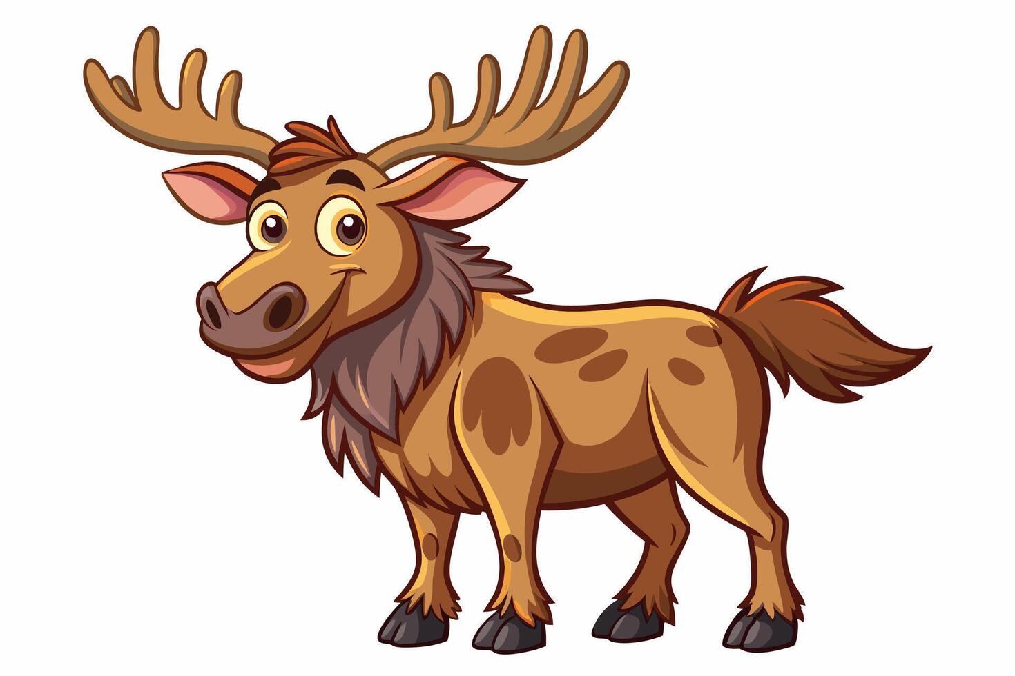 Funny Moose Illustration, Cartoon, Clipart, and Line Art Design on White Background, Funny moose illustration, cartoon, clipart, and line art design on a white background vector