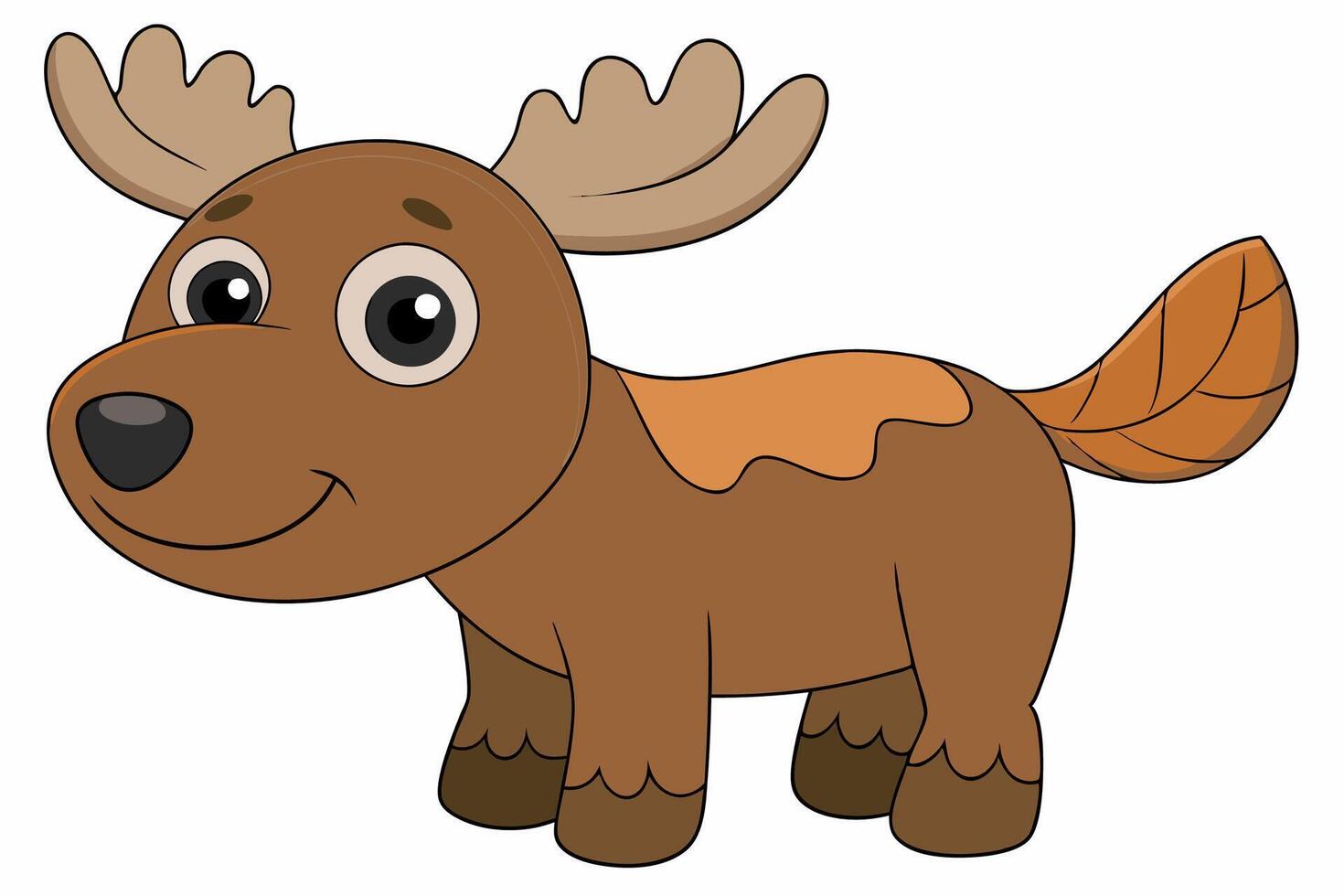 Funny Moose Illustration, Cartoon, Clipart, and Line Art Design on White Background, Funny moose illustration, cartoon, clipart, and line art design on a white background vector