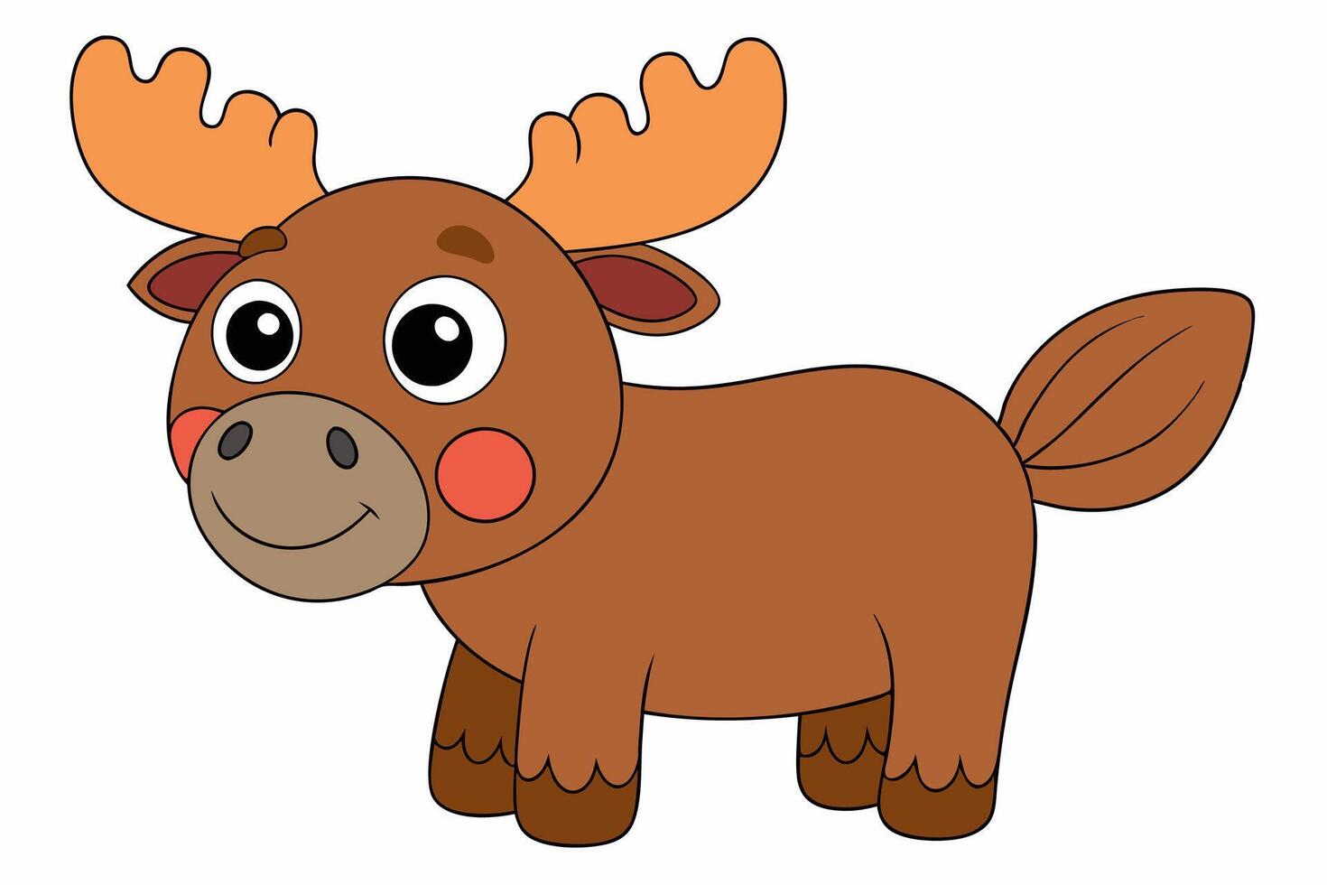 Funny Moose Illustration, Cartoon, Clipart, and Line Art Design on White Background, Funny moose illustration, cartoon, clipart, and line art design on a white background vector