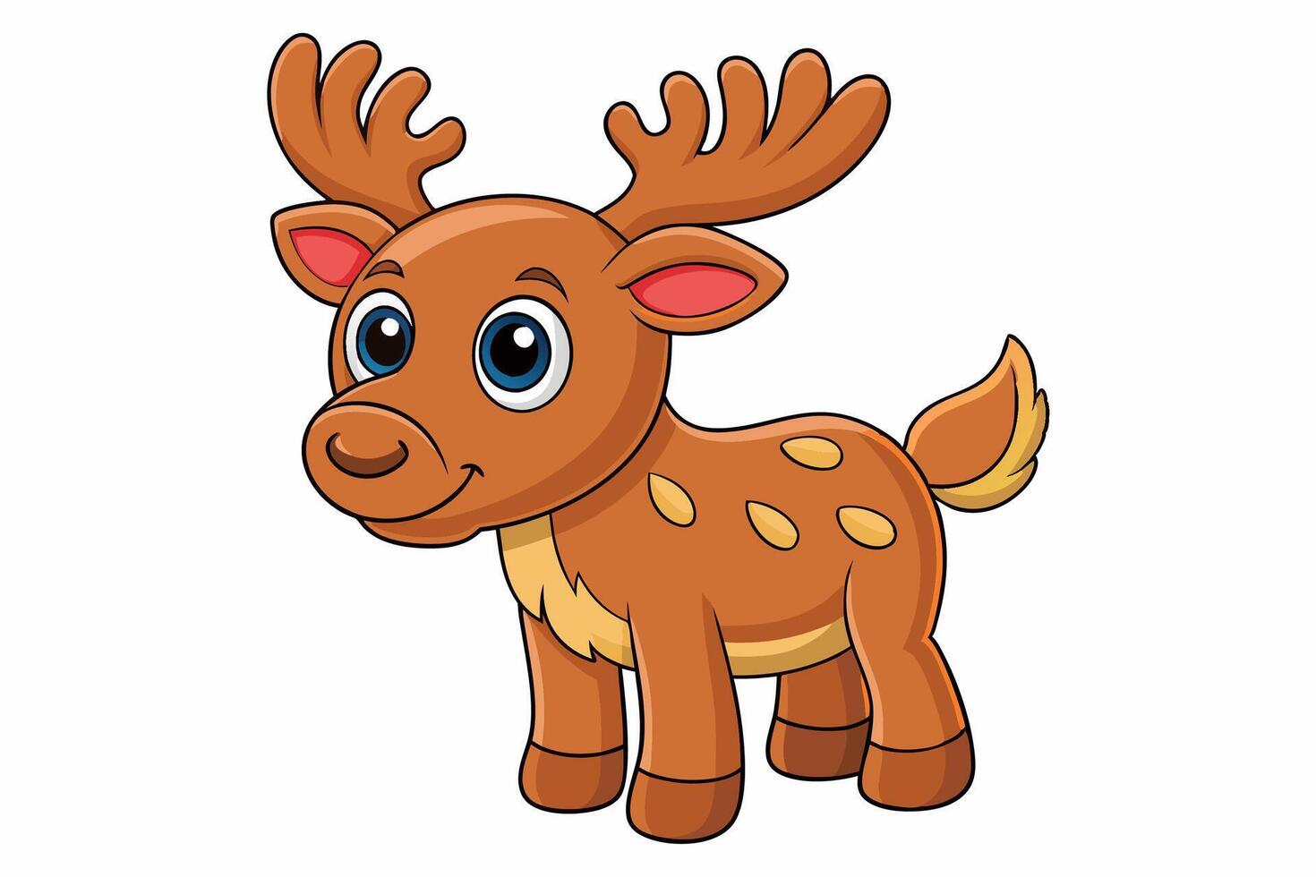 Funny Moose Illustration, Cartoon, Clipart, and Line Art Design on White Background, Funny moose illustration, cartoon, clipart, and line art design on a white background vector