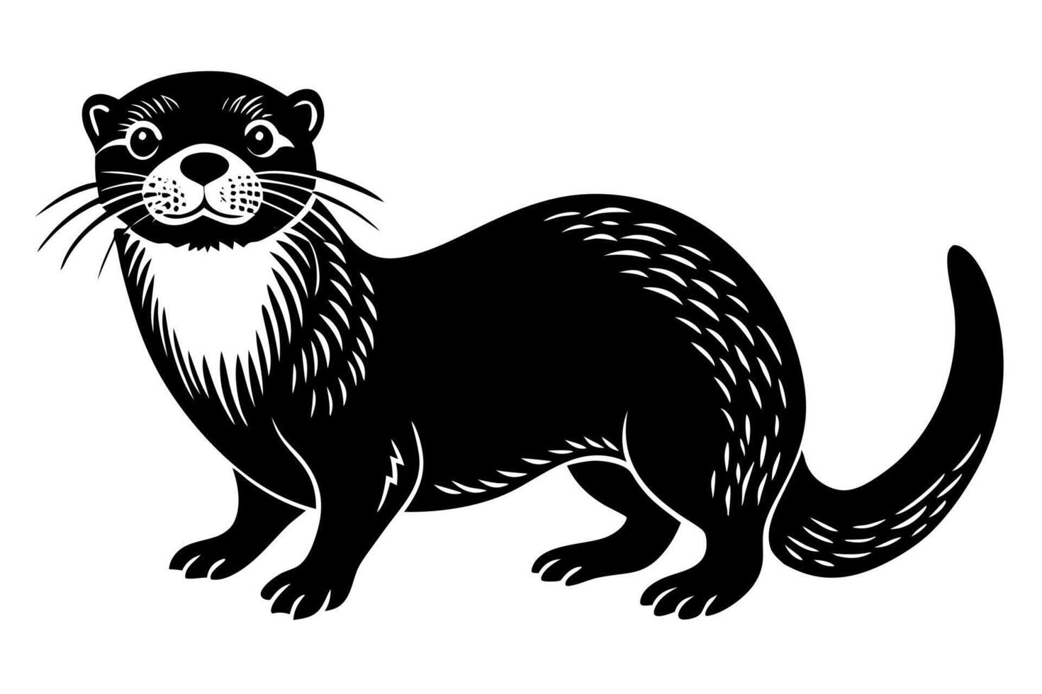 Funny Otter Illustration, Cartoon Clipart, Line Art Design with White Background, Funny otter illustration in , cartoon, clipart, and line art styles on white background. vector