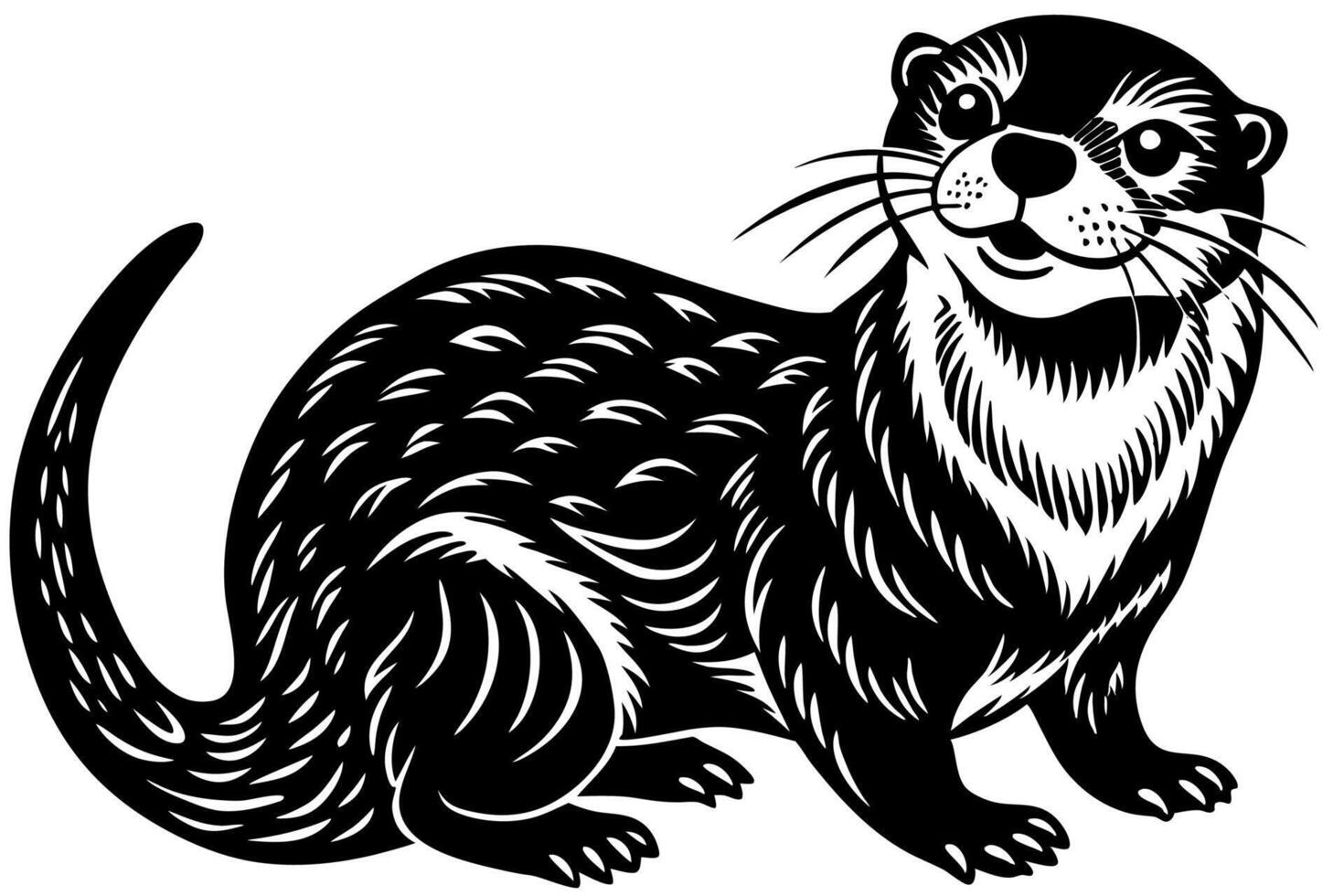 Funny Otter Illustration, Cartoon Clipart, Line Art Design with White Background, Funny otter illustration in , cartoon, clipart, and line art styles on white background. vector