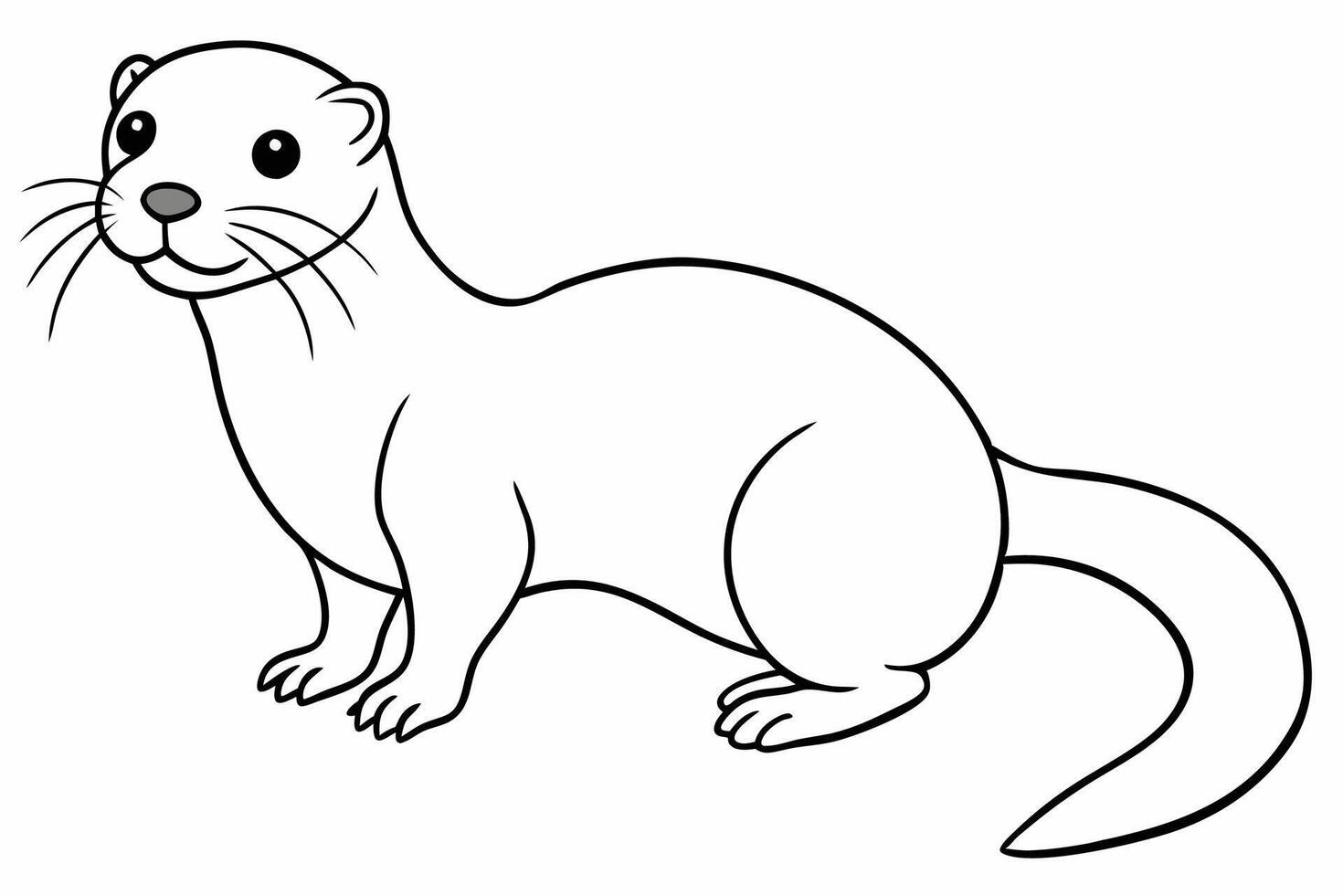Funny Otter Illustration, Cartoon Clipart, Line Art Design with White Background, Funny otter illustration in , cartoon, clipart, and line art styles on white background. vector