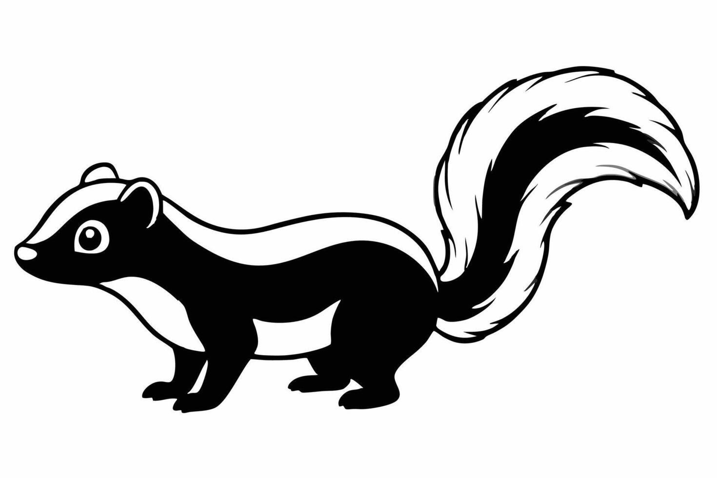 Funny Skunk Illustration Cartoons, Clipart, and Line Art Design on White Background, Funny skunk illustration featuring cartoons, clipart, and line art on a white background. vector
