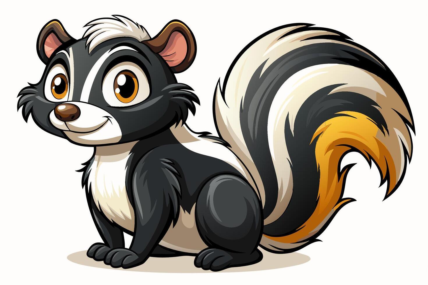 Funny Skunk Illustration Cartoons, Clipart, and Line Art Design on White Background, Funny skunk illustration featuring cartoons, clipart, and line art on a white background. vector