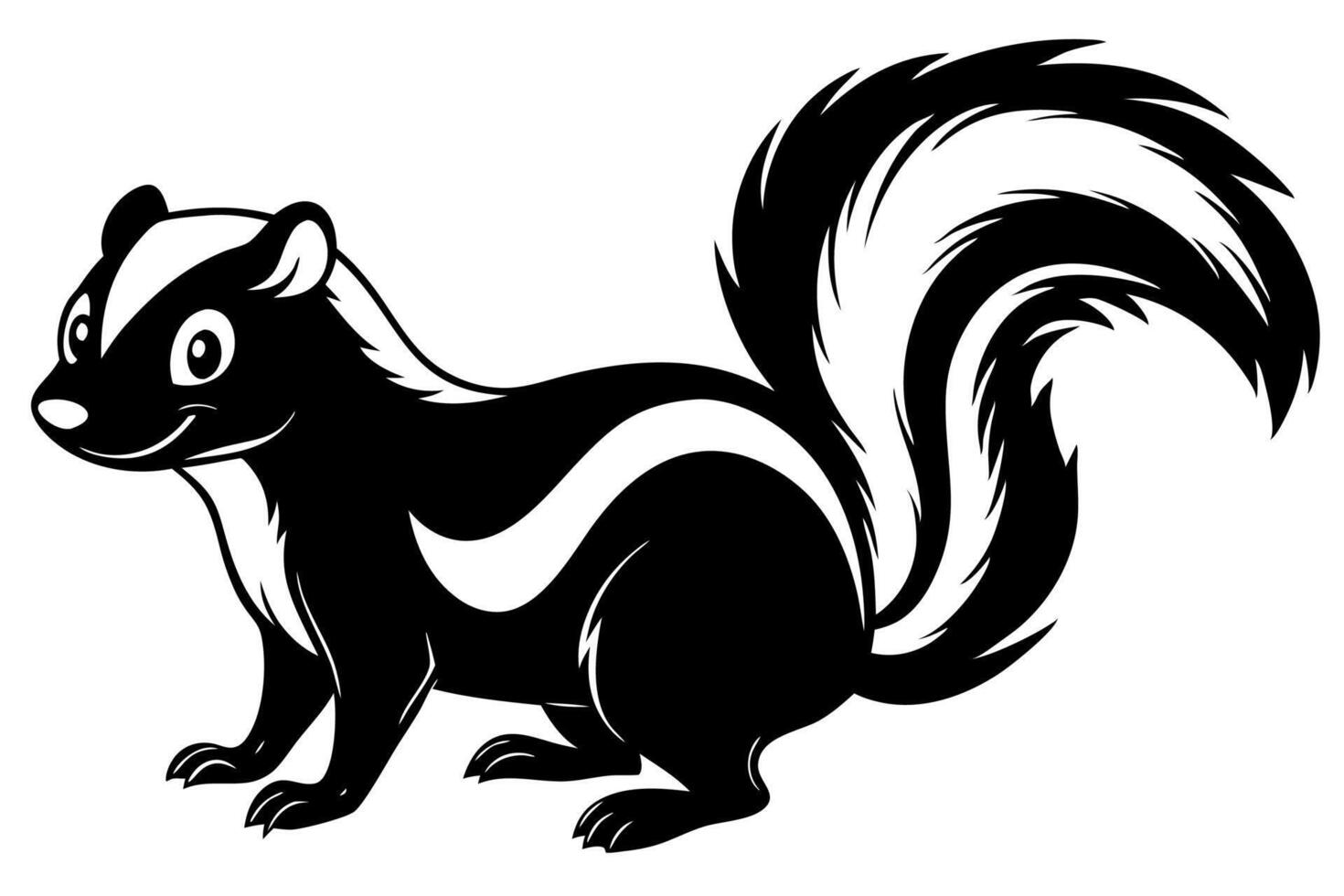 Funny Skunk Illustration Cartoons, Clipart, and Line Art Design on White Background, Funny skunk illustration featuring cartoons, clipart, and line art on a white background. vector